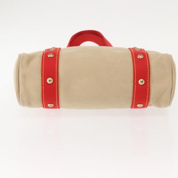 LOUIS VUITTON Antigua Cabas MM Tote Bag Canvas Beige Red M40035 LV 